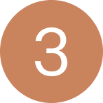 A white number "3" in a light brown circle.
