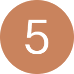 A white number "5" in a light brown circle.